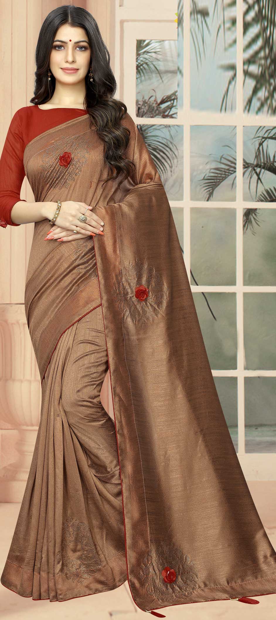 Traditional Pink And Majenta Color Silk Two Ton Silk Fabric Saree