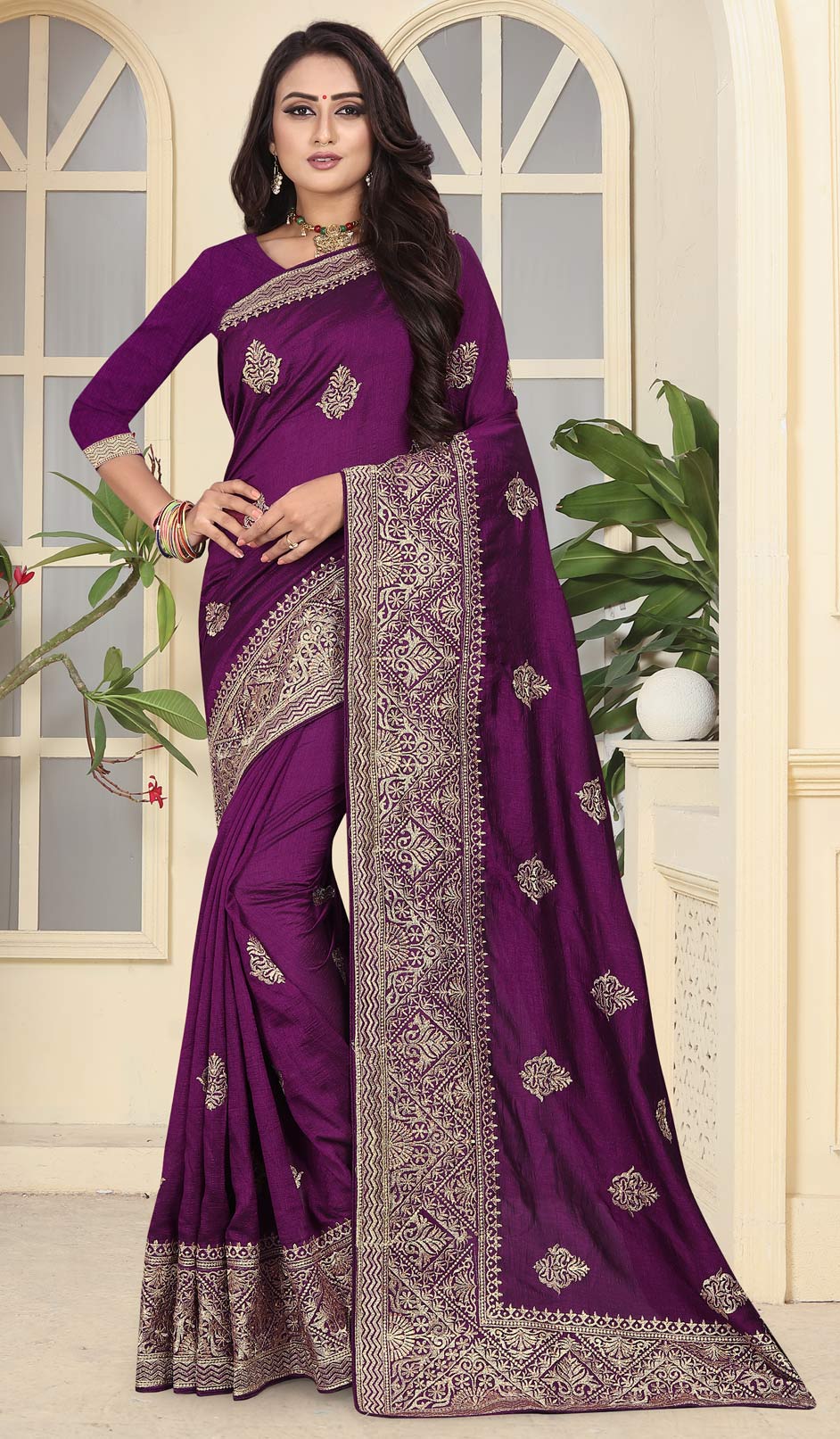 Traditional Purple and Violet color Art Silk, Silk fabric Saree : 1587318