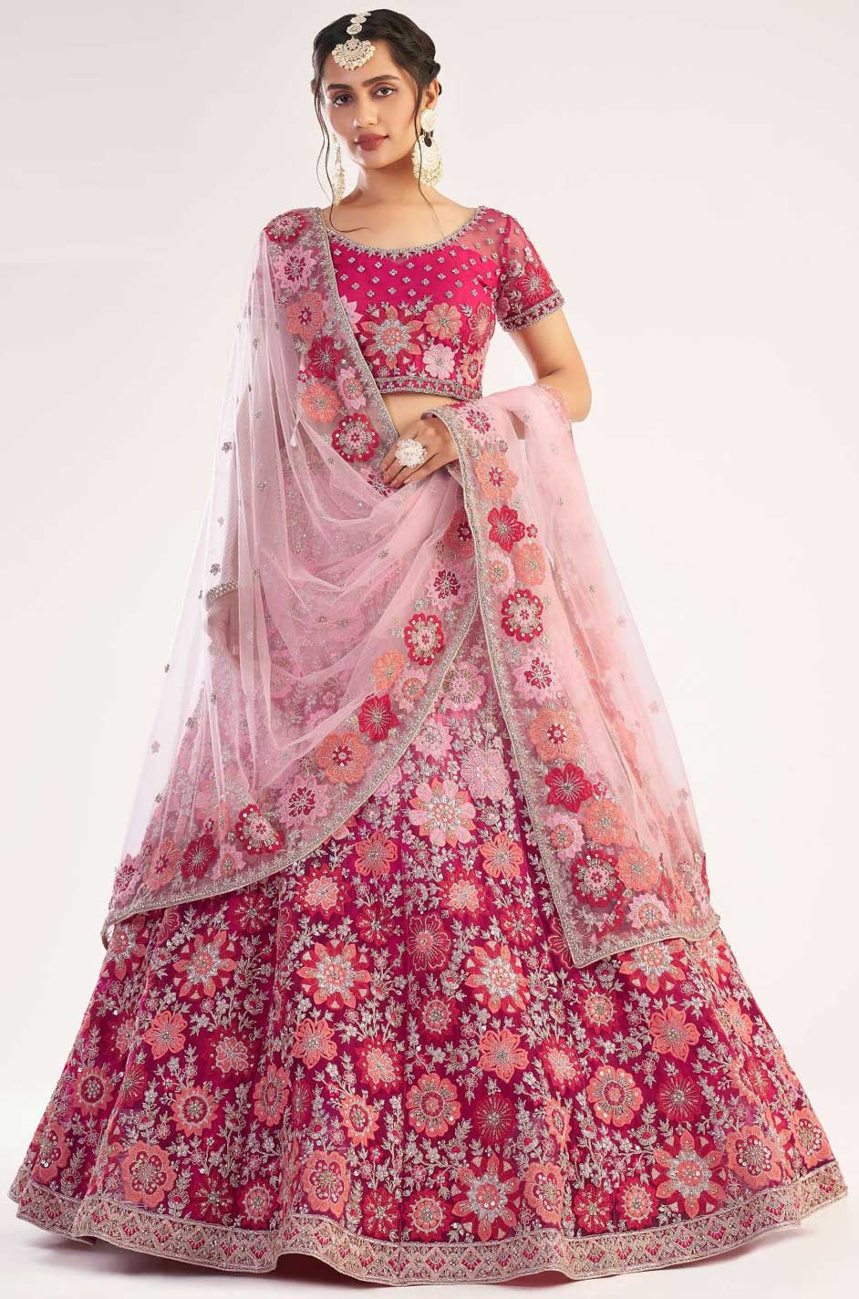 Pink Lehariya Kurta and Ghagra for fun look. . Visit Your Nearest