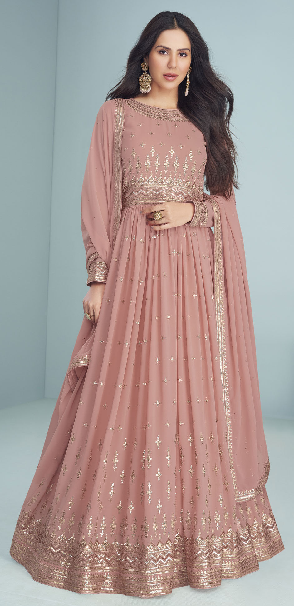 Bollywood Pink And Majenta Color Georgette Fabric Salwar Kameez : 1819162