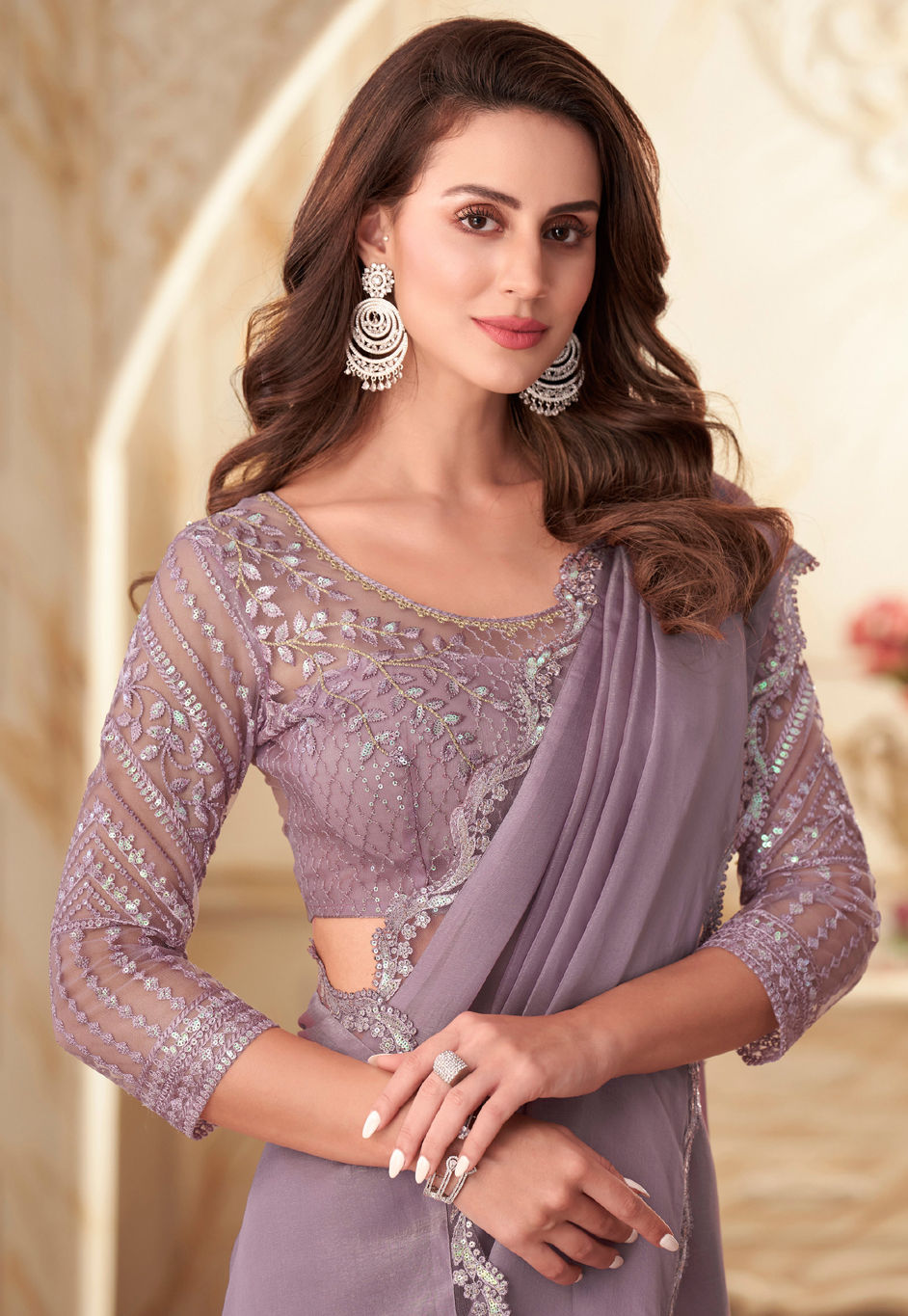purple saree dress Purple Saree Gown