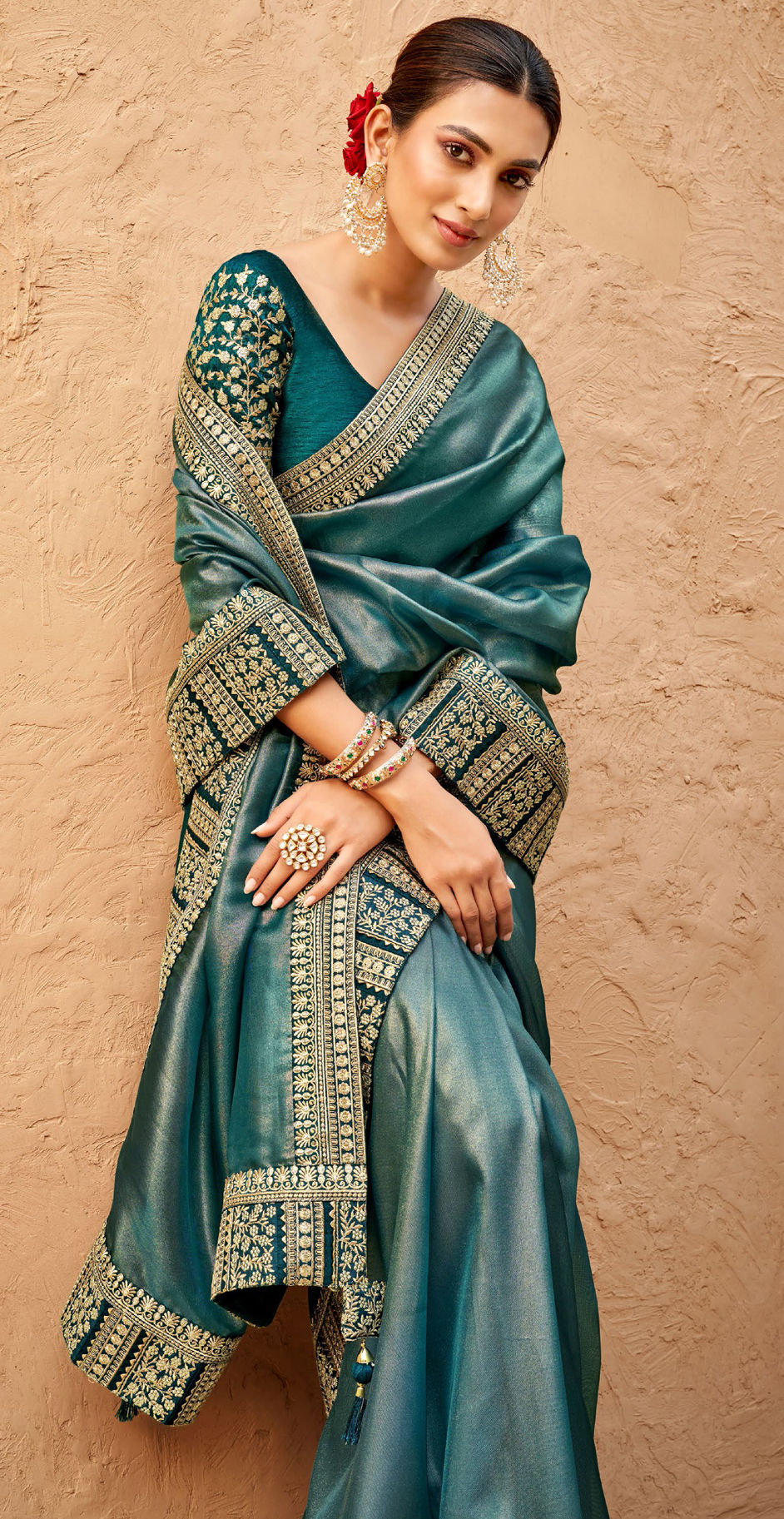 Traditional, Wedding Blue color Organza Silk fabric Saree : 1895549