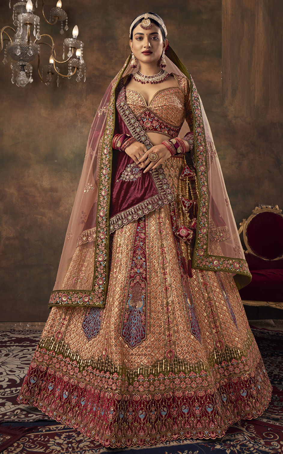 velvet-wedding-bridal-lehenga-thread-work