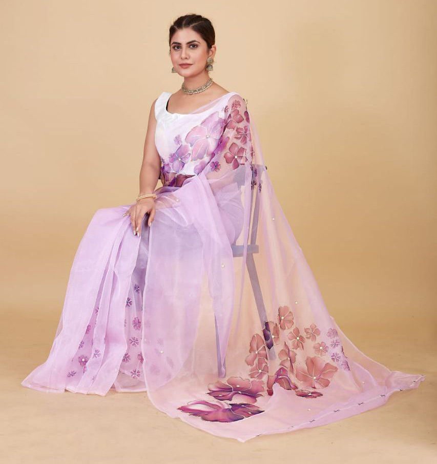 Majenta Semi Modal Silk Saree.