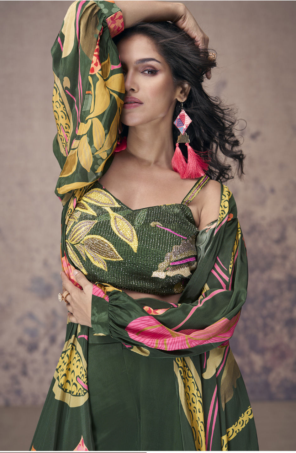 Straight Cut Dark Green Silk Festive Salwar Kameez