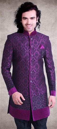 Pink and Majenta color 2 Piece Suit (with shirt) in Jacquard, Silk fabric with Embroidered, Moti, Sequence, Stone work : 14297