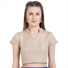 1504137: Beige and Brown color Blouse in Brocade fabric with Thread work