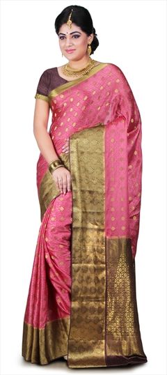 Traditional Pink and Majenta color Saree in Art Silk, Silk fabric with Thread, Zari work : 1506701