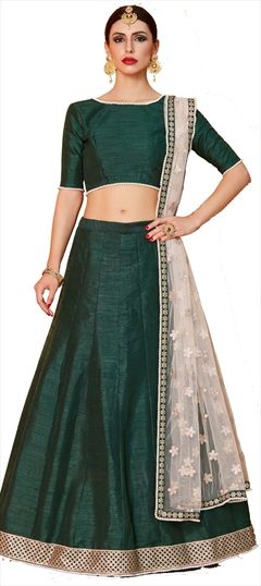Wedding Green color Lehenga in Art Silk, Silk fabric with Sequence, Thread, Zari work : 1512351