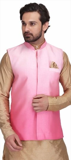 1523501: Pink and Majenta color Nehru Jacket in Art Silk fabric with Ombre work