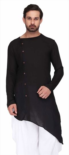 1524633: Black and Grey color Kurta in Rayon fabric with Thread work