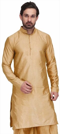 1524644: Gold color Kurta in Rayon fabric with Thread work