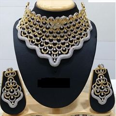 1535497: Gold, Silver color Necklace in Metal Alloy studded with CZ Diamond & Gold and Silver Rodium Polish