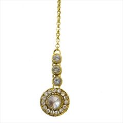 1542010: White and Off White color Mang Tikka in Brass studded with CZ Diamond, Kundan & Gold Rodium Polish