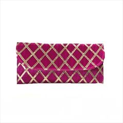 1547933: Pink and Majenta color Clutches in Satin Silk fabric with Gota Patti work