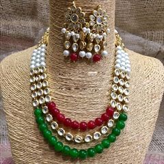 1552430: Multicolor color Necklace in Metal Alloy studded with CZ Diamond, Kundan & Gold Rodium Polish