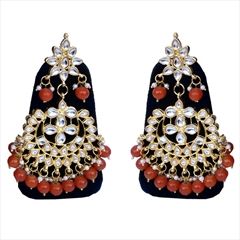 1553083: Red and Maroon, White and Off White color Earrings in Metal Alloy studded with CZ Diamond, Kundan & Gold Rodium Polish