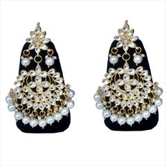 1553085: White and Off White color Earrings in Metal Alloy studded with CZ Diamond, Kundan & Gold Rodium Polish