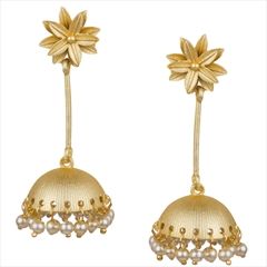1557052: White and Off White color Earrings in Brass studded with Austrian diamond, Cubic Zirconia & Gold Rodium Polish