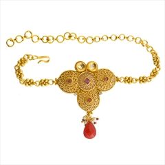 1557980: Red and Maroon color Armlet in Copper studded with Kundan & Gold Rodium Polish