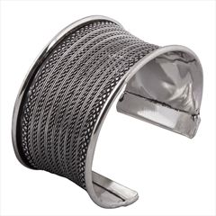 1558055: Silver color Bracelet in Brass studded with Artificial & Silver Rodium Polish