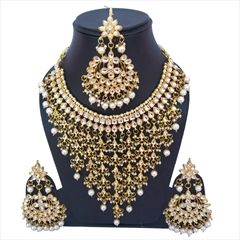 1560034: White and Off White color Necklace in Metal Alloy studded with CZ Diamond, Kundan & Gold Rodium Polish