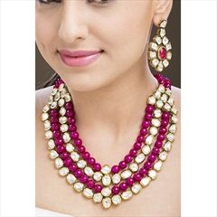 1561862: White and Off White color Necklace in Metal Alloy studded with Kundan & Gold Rodium Polish