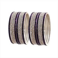 Purple and Violet color Bangles in Brass studded with CZ Diamond & Silver Rodium Polish : 1567079