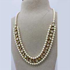 White and Off White color Necklace in Metal Alloy studded with CZ Diamond, Kundan & Gold Rodium Polish : 1568599