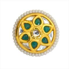 White and Off White color Ring in Brass studded with Kundan & Gold Rodium Polish : 1568658