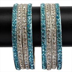 Blue, White and Off White color Bangles in Brass studded with CZ Diamond & Enamel : 1571497