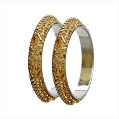 Gold color Bangles in Brass studded with Kundan & Enamel : 1573720