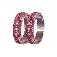 Purple and Violet color Bangles in Brass studded with CZ Diamond, Kundan & Enamel : 1574137