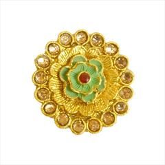 Beige and Brown, Red and Maroon color Ring in Brass studded with Kundan & Gold Rodium Polish : 1574265