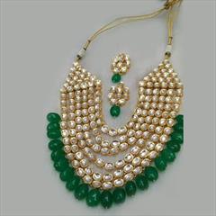 Green color Necklace in Metal Alloy studded with CZ Diamond, Kundan & Gold Rodium Polish : 1574498