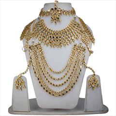 White and Off White color Necklace in Metal Alloy studded with CZ Diamond, Kundan & Gold Rodium Polish : 1574499