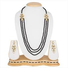 Black and Grey, White and Off White color Necklace in Metal Alloy studded with Kundan & Enamel : 1574587