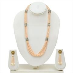 Pink and Majenta color Necklace in Copper studded with Cubic Zirconia & Enamel : 1575074