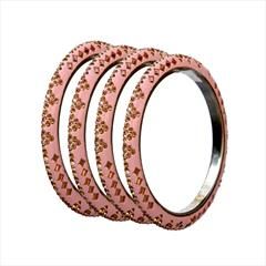 Pink and Majenta color Bangles in Brass studded with CZ Diamond, Kundan & Enamel : 1575112