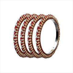 Red and Maroon color Bangles in Brass studded with CZ Diamond, Kundan & Enamel : 1575114