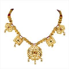 Green, Red and Maroon color Necklace in Brass studded with Austrian diamond, Cubic Zirconia & Gold Rodium Polish : 1575579