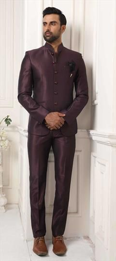 Red and Maroon color Jodhpuri Suit in Imported fabric with Broches work : 1576078