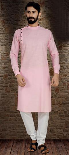 Pink and Majenta color Kurta Pyjamas in Cotton fabric with Resham, Thread work : 1576422