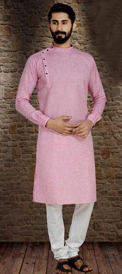 Pink and Majenta color Kurta Pyjamas in Cotton fabric with Resham, Thread work : 1576424