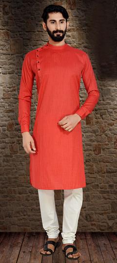 Red and Maroon color Kurta Pyjamas in Cotton fabric with Resham, Thread work : 1576426