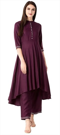 Casual Red and Maroon color Kurti in Rayon fabric with Asymmetrical Gota Patti work : 1581334