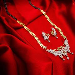 White and Off White color Mangalsutra in Metal Alloy studded with CZ Diamond & Gold Rodium Polish : 1581919