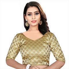 Beige and Brown color Blouse in Brocade fabric with Lace work : 1582220