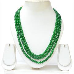 Green color Necklace in Copper studded with Beads & Enamel : 1582952