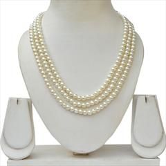 White and Off White color Necklace in Copper studded with Beads & Enamel : 1582956
